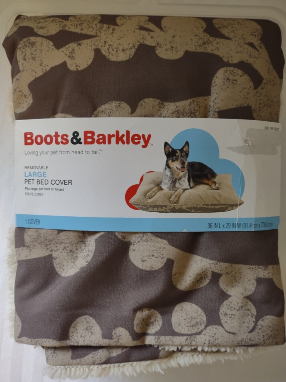 Dog Bed Cover Large Brown & Beige by Boots & Barkley